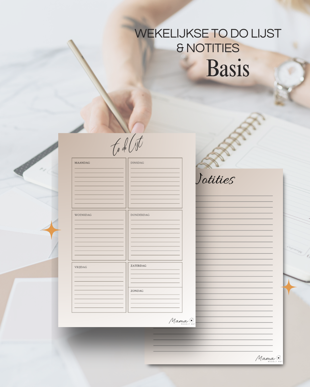 Wekelijkse to do lijst en notities PDF basis voor moeders om overzicht te houden