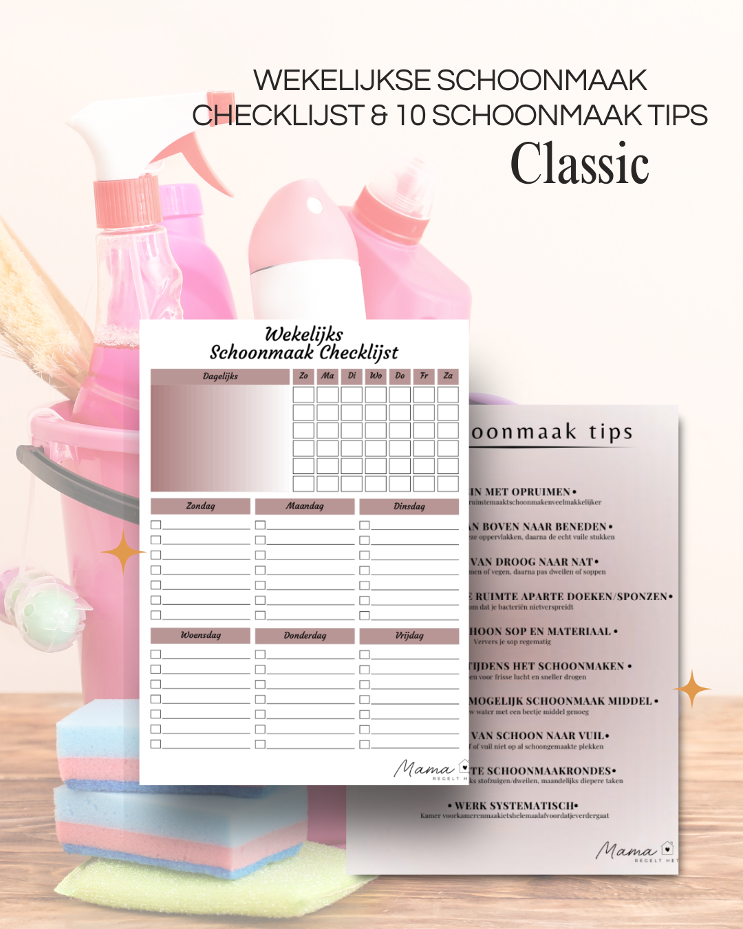 Wekelijkse schoonmaak checklist en tips PDF classic voor gezinnen