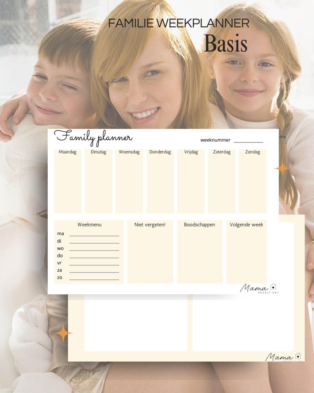 Familie weekplanner PDF met dagen, boodschappenlijst en niet te vergeten overzicht voor gezinnen